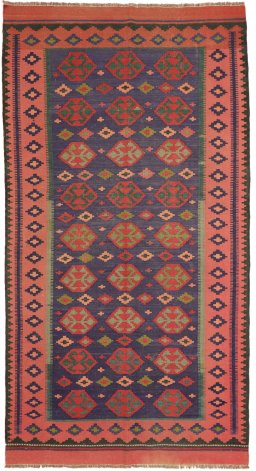 Full view of New Kilim Traditional rug from Iran / Persia, 290 × 150 cm in Multi Color tones