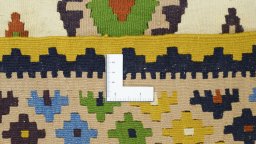Full view of New Kilim Traditional rug from Iran / Persia, 295 × 155 cm in Beige tones