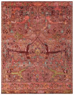 Full view of New Farahan rug from Pakistan, 305 × 252 cm in Red tones