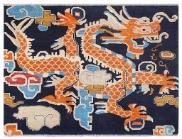 Full view of New Morocco rug from Pakistan, 165 × 224 cm in Blue tones