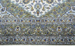 Full view of 2000s Kashan rug from Iran / Persia, 400 × 272 cm in Beige tones