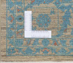 Corner detail of New Farahan rug showing border pattern and Wool pile