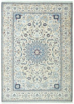 Full view of 2000s Nain rug from Iran / Persia, 345 × 251 cm in Beige tones