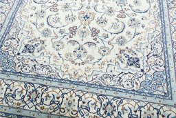 Close-up detail of 2000s Nain rug from Iran / Persia showing Wool weave