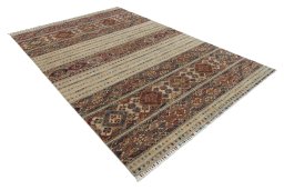 Corner detail of New Samarkand rug showing border pattern and Wool pile