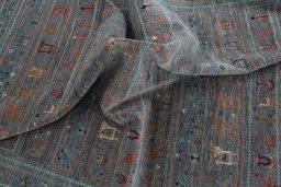 Full view of New Samarkand rug from Pakistan, 318 × 251 cm in Blue tones