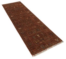Corner detail of New Samarkand rug showing border pattern and Wool pile