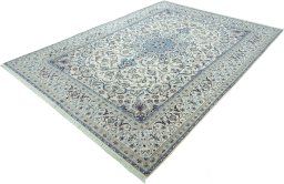 Corner detail of 2000s Nain rug showing border pattern and Wool pile