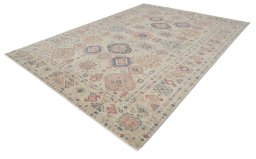 Close-up detail of New Kazak rug from Pakistan showing Wool weave