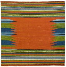 Full view of New Kilim Sofre rug from Turkey, 96 × 94 cm in Multi Color tones