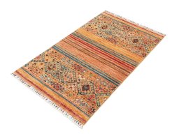 Close-up detail of New Samarkand rug from Pakistan showing Wool weave