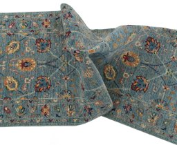 Full view of New Haj-jalili rug from Pakistan, 350 × 80 cm in Blue tones