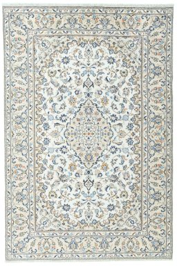 Full view of 2000s Kashan rug from Iran / Persia, 299 × 200 cm in Beige tones