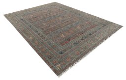Corner detail of New Samarkand rug showing border pattern and Wool pile