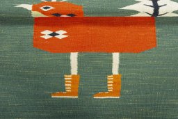 Full view of New Kilim Dastan rug from Turkey, 106 × 95 cm in Multi Color tones