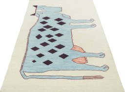 Close-up detail of New Kilim Dastan rug from Turkey showing Wool weave