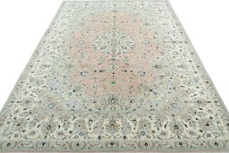 Surface texture of New Kashan rug with natural Wool and intricate pattern