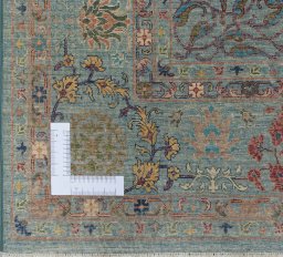 Corner detail of New Haj-jalili rug showing border pattern and Wool pile