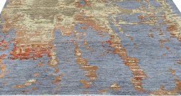 Backside of handmade New Mahli rug showing knot structure and weave density