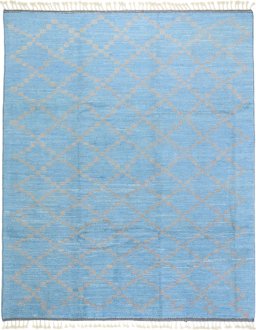 Full view of New Morocco rug from Pakistan, 312 × 258 cm in Blue tones