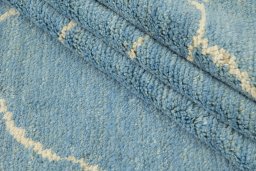 Full view of New Morocco rug from Pakistan, 301 × 257 cm in Blue tones