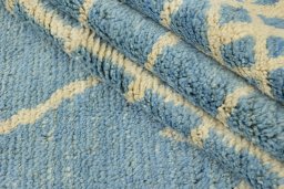Full view of New Morocco rug from Pakistan, 286 × 210 cm in Blue tones