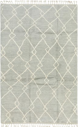 Full view of New Morocco rug from Pakistan, 309 × 200 cm in Gray tones