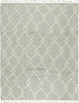 Full view of New Morocco rug from Pakistan, 310 × 254 cm in Gray tones