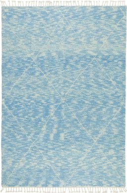 Full view of New Morocco rug from Pakistan, 292 × 203 cm in Blue tones