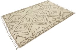 Corner detail of New Morocco rug showing border pattern and Wool pile