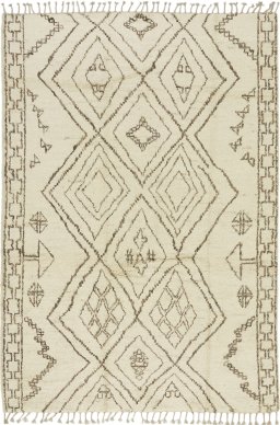 Full view of New Morocco rug from Pakistan, 296 × 208 cm in Cream tones