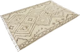 Corner detail of New Morocco rug showing border pattern and Wool pile