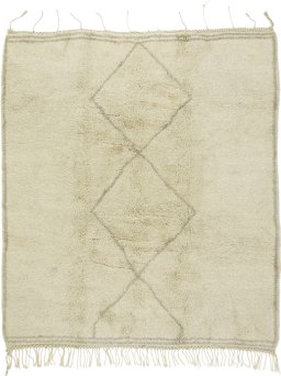 Full view of New Morocco rug from Morocco, 305 × 269 cm in Cream tones