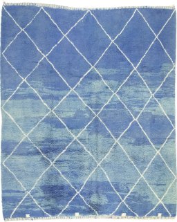 Full view of 1980s Morocco rug from Morocco, 351 × 302 cm in Dark blue tones