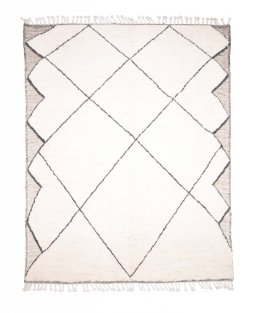 Full view of New Morocco rug from Pakistan, 244 × 197 cm in Beige tones