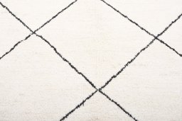 Backside of handmade New Morocco rug showing knot structure and weave density