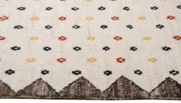 Corner detail of New Morocco rug showing border pattern and Wool pile