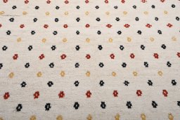 Backside of handmade New Morocco rug showing knot structure and weave density