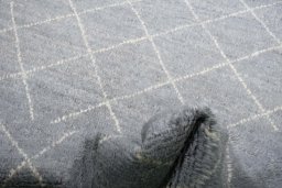 Corner detail of New Morocco rug showing border pattern and Wool pile
