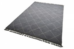 Corner detail of New Morocco rug showing border pattern and Wool pile