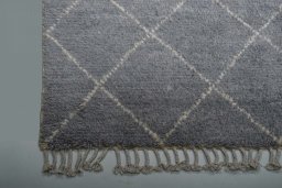 Full view of New Morocco rug from Pakistan, 297 × 204 cm in Gray tones