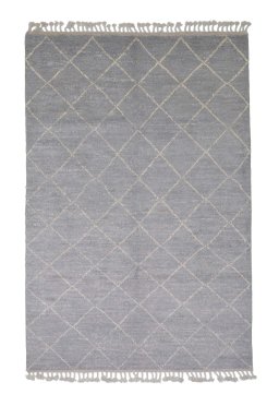 Full view of New Morocco rug from Pakistan, 291 × 197 cm in Gray tones