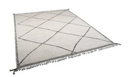 Corner detail of New Morocco rug showing border pattern and Wool pile