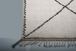 Full view of New Morocco rug from Pakistan, 307 × 248 cm in Gray tones