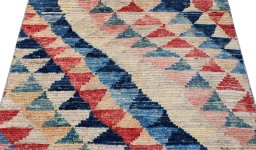 Full view of New Morocco rug from Pakistan, 177 × 121 cm in Multi Color tones
