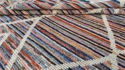 Corner detail of New Morocco rug showing border pattern and Wool pile