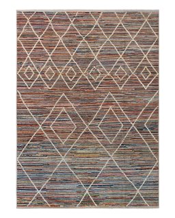 Full view of New Morocco rug from Pakistan, 436 × 310 cm in Multi Color tones