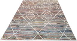 Corner detail of New Morocco rug showing border pattern and Wool pile
