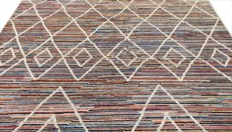 Close-up detail of New Morocco rug from Pakistan showing Wool weave