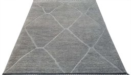 Corner detail of New Morocco rug showing border pattern and Wool pile
